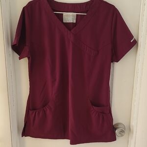 Skechers Burgundy V-Neck Scrub Top